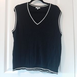 Black and White V-Neck Vest